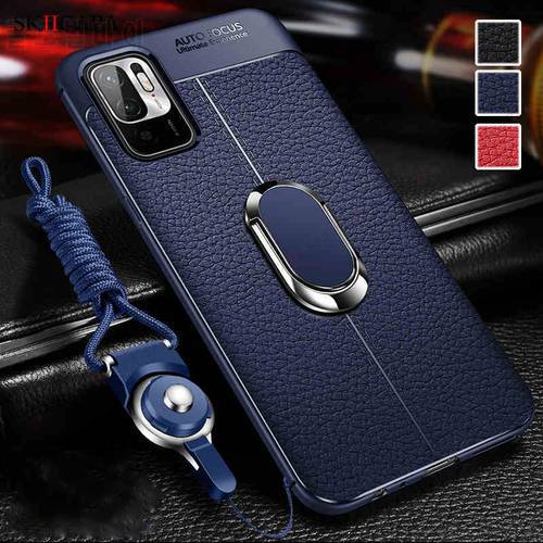 Magnetic Stand Leather Texture Silicone Case For Redmi Note 10 Pro Max K40 K30 Pro Plus 10X Pro 5G Crossbody Lanyard Back Cover