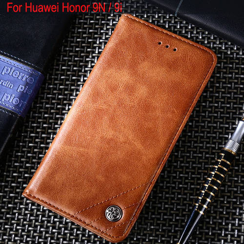 for huawei honor 9n case Luxury Leather Flip cover with Stand Card Slot phone Case for Huawei Honor 9N 9i funda Without magnets