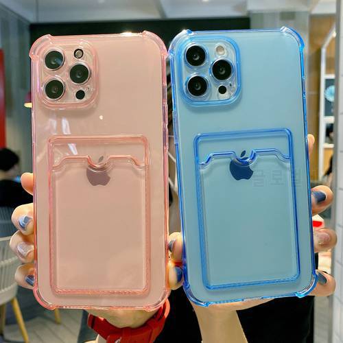 Transparent Wallet Phone Case For iPhone 13 12 11 Pro Max 6 7 8 Plus X XR XS Mini SE 2020 Shockproof Card Slot Holder Back Cover