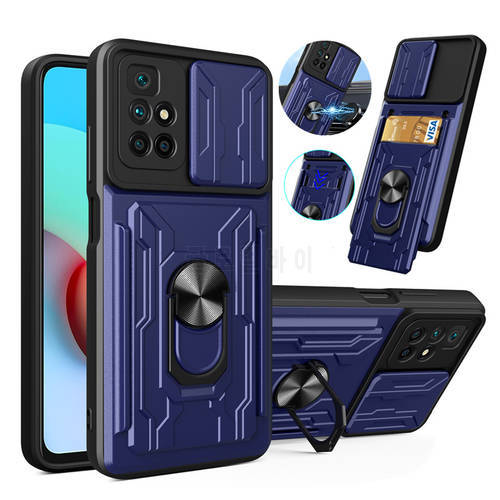 Shockproof Armor Case For Xiaomi Redmi 10 9C 9T Note 11 11S 8 9 9s Mi 11T POCO X4 Pro X3 NFC F3 Magnetic Holder Card Slot Cover