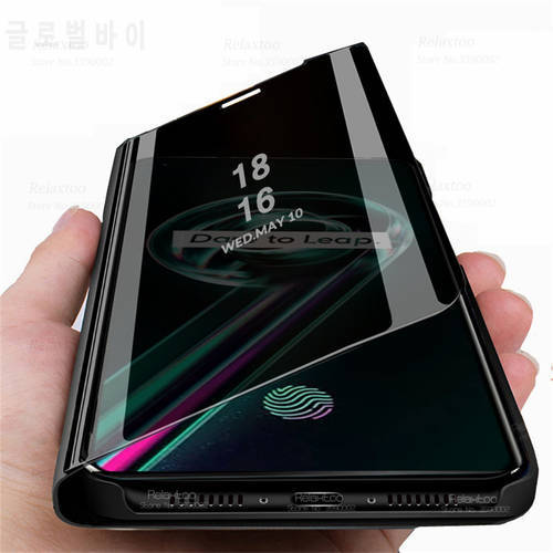 For Oppo Realme 9 Pro Plus Case Smart Mirror Magnetic Flip Phone Cover On Realme9 Realmi Realmy 9Pro+ 5G Stand Shockproof Fundas