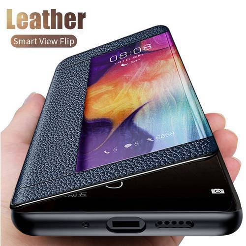 View Smart Flip Case for Huawei P Smart 2019 Cover Fundas Leather Magnetic Cases Huawei P10 P20 P30 P40 Pro Etui P40 Lite E Case