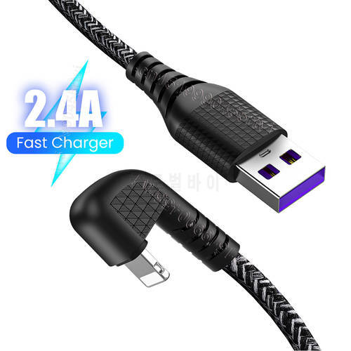 2A U-shaped elbow data cable For iPhone 13 12 11 Pro Max 8 7 6 6S Plus mobile phone charging cable 1M/2M/3M