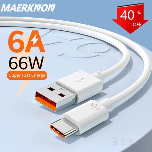 6A 66W USB Type C Cable USB-C Cables For xiaomi mi 11 pro Oneplus Huawei Mobile Phones Wire Type-C Fast Quick Charging Data Cord