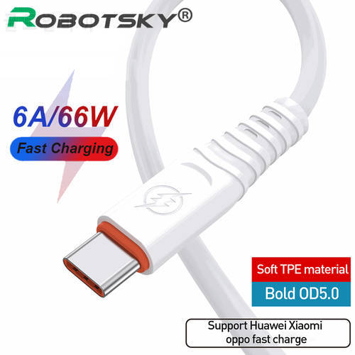 6A 66W USB Type C Fast Charging Cable For Huawei Mate 40 USB To USB C Fast Charging Cable USBC Phone Charger Data Cable Wires 1M