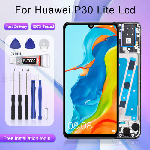 1Pcs 6.15inch For Huawei P30 Lite Lcd Touch Panel Screen Digitizer Assembly Nova 4e Display Free Shipping With Frame