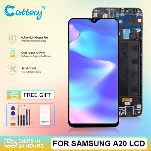 Wholesale 1Pcs OLED For Samsung Galaxy A20 Lcd A205 Display Touch Screen Panel Digitizer Assembly With Frame Free Shipping