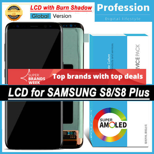 100% Tested AMOLED Display with Burn Shadow for Samsung Galaxy S8 G950F G950FD S8 Plus G955 G955F LCD Touch Screen Repair Parts