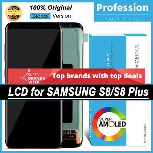 100% Original No Burn AMOLED Display for Samsung Galaxy S8 G950F G950FD S8 Plus G955 G955F LCD Touch Screen Repair Parts