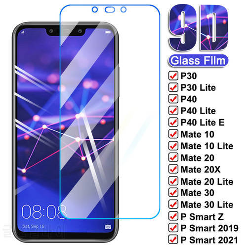 9D Tempered Glass For Huawei P30 P40 Lite E P Smart Z 2019 2020 Screen Protector Mate 30 20 10 Lite 20X Protective Glass Film