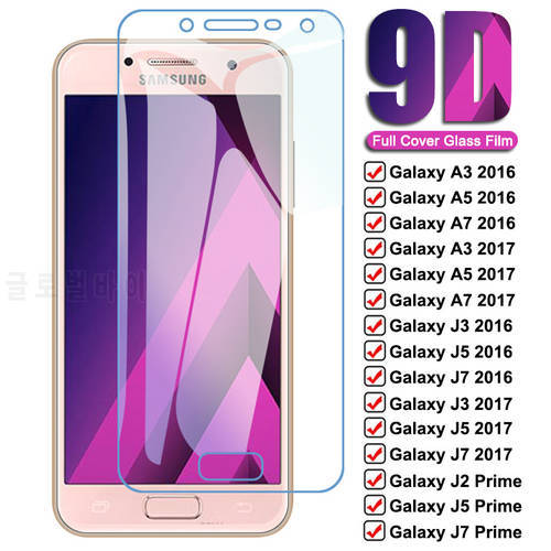 9D Protective Glass on For Samsung Galaxy S7 A3 A5 A7 J3 J5 J7 2016 2017 J2 J4 J7 Core J5 Prime Tempered Screen Protector Glass