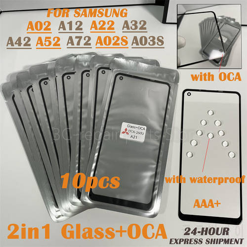 10pcs/lot GLASS+OCA LCD Front Outer Lens For Samsung Galaxy A02 A12 A22 A32 A42 A52 A72 A02S A025 A03S Touch Screen Replacement