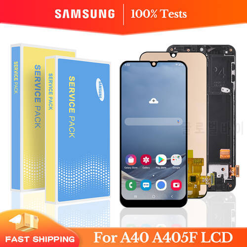 100% Tested For Samsung A40 LCD 2019 A405 LCD display touch Screen Digitizer Assembly with frame replacement repair parts