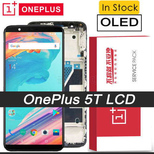 100% Tested 6.01 inches OLED Display with frame for OnePlus 5T 1+5T A5010 LCD Touch Screen Digitizer Replacement Parts