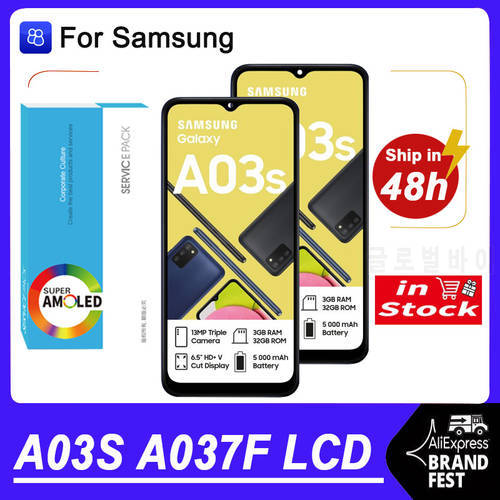 100% Original 6.5 Display For Samsung Galaxy A03s LCD A037F A037M A037FD Display Touch Screen Digitizer For Samsung A03s LCD