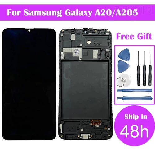 For Samsung A20 Screen Replacement A205/DS A205F A205FD A205A LCD Display Touch Digitizer Assembly Free Shipping