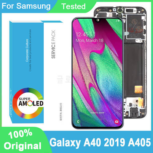100% Original 5.9&39&39 Super AMOLED Display For Samsung Galaxy A40 2019 A405 Full LCD Touch Screen Digitizer Repair Parts