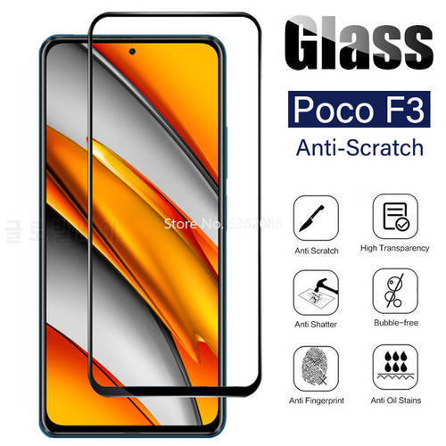 For Xiaomi Poco F3 Glass Full Cover Screen Protector on PocoF3 xiamoi poko f3 F 3 Tempered Glass PocoPhone MiF3 Premium Film HD