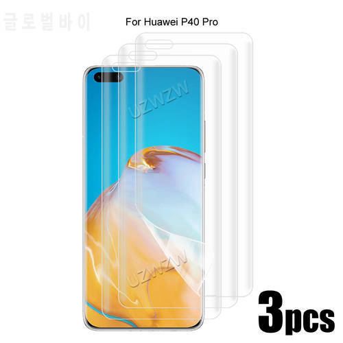 3pcs For Huawei P40 Pro Screen Protector Soft Hydrogel Film 3D Curved Full Coverage