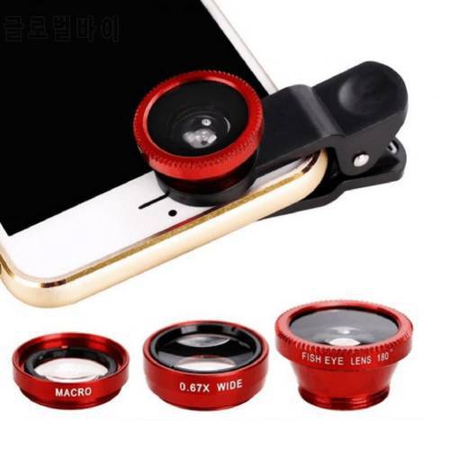 Phone 3 in 1 Mobile Fish Eye Super Wide Angle Macro Camera Lens Kit with Clip