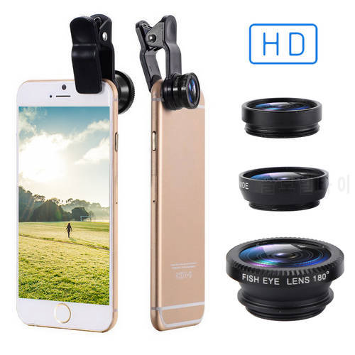0.67x Wide Angle Zoom Lens Removable Fisheye 180 Degrees Macro Lenses Camera Kits With Clip Lens for Smartphone iphone 13