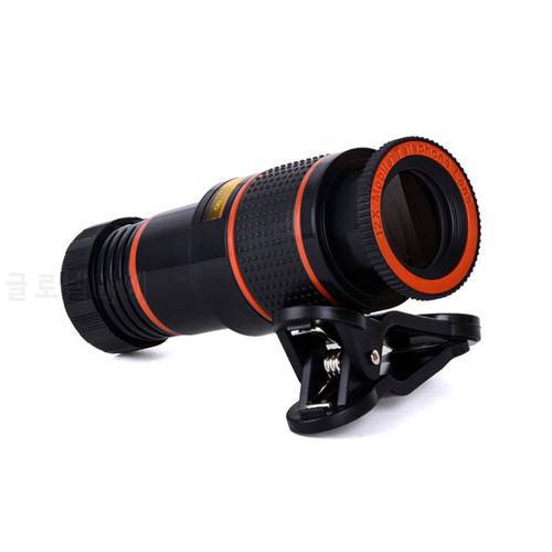 Mobile Phone Camera Lens 12X Zoom Telephoto Lens External Telescope with Clip for Smartphone Telephoto Len Round