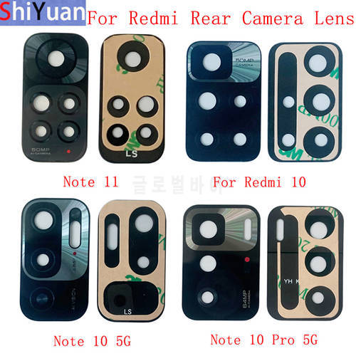 10Pcs Original Back Rear Camera Lens Glass For Xiaomi Redmi 10 Note 10 10 Pro 5G Note 11 Camera Glass Lens Replacement Repair
