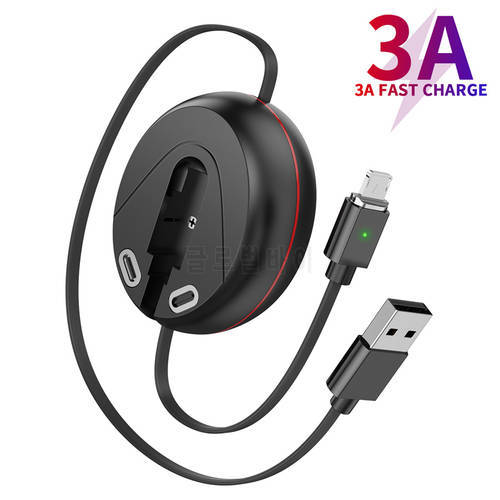 3 In 1 Universal Retractable USB Cable 1m Portable Cable Fast Charger USB Data Sync Cable Charger For Iphone Xiaomi Huawei