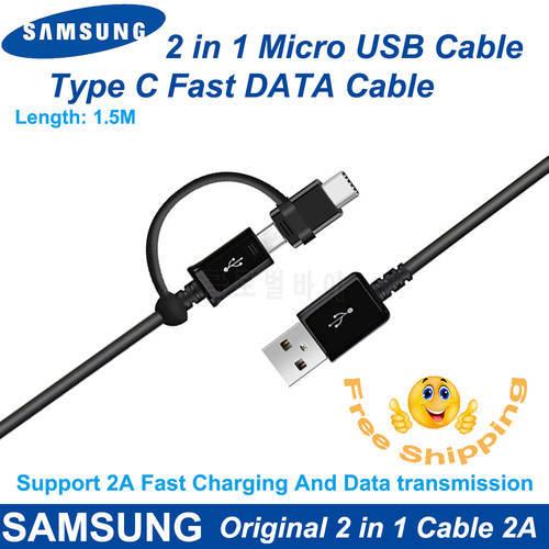 For Samsung 2 in 1 Micro USB Cable Type C Fast Charger Note8 Note9 S8 S8 Plus S9 S9 Plus C5C7C9 Pro S6 S7edge Note5 Cable