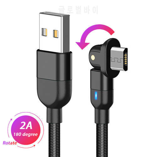 Micro USB Cable 2A Fast Charging Data Cord for Samsung Xiaomi Right Angle Microusb Kabel Micro USB Phone Charger Cable 90 Degree