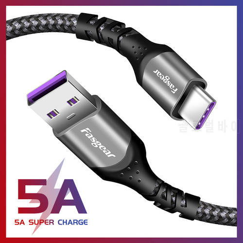 Fasgear 40W 5A USB C Cable For Huawei P30 Supercharge Charger Cable Type C 1.8M Charger Wire for Android Phone Xiaomi Redmi