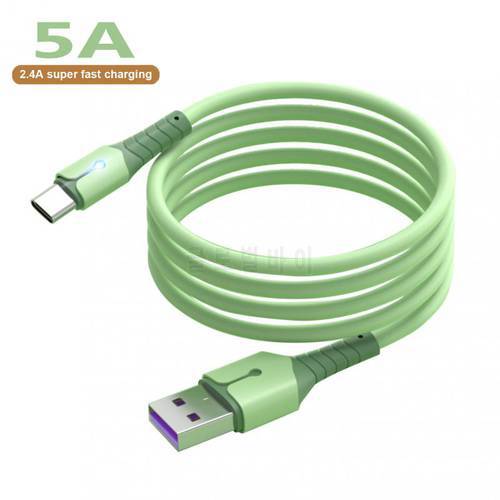 5A Quick Fast Charge Cable Liquid Silicone Micro USB Type C Wire For Samsung Huawei Xiaomi Mobile Phone Charging Data Cables