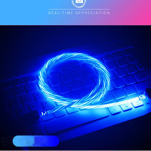 Hotest LED Glow Flowing Fast Charger Cable for Xiaomi Redmi Note 8 7 Pro Luminous Charging USB Cable For Huawei P20 Lite P30 Wir