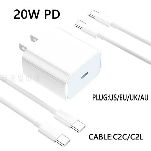 PD 20W USB-C Power Adapter Charger US EU Plug QC3.0 20W Smart Phone Fast Charger for iPad Pro Air iPhone 12 mini 11 Pro Max Xs X