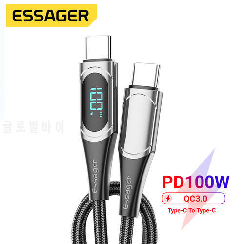 Essager 100W USB C to USB Type C Cable PD Quick Charge 4.0 Fast Charging For Xiaomi Mi11 Samsung Macbook iPad USB-C Charger Cord