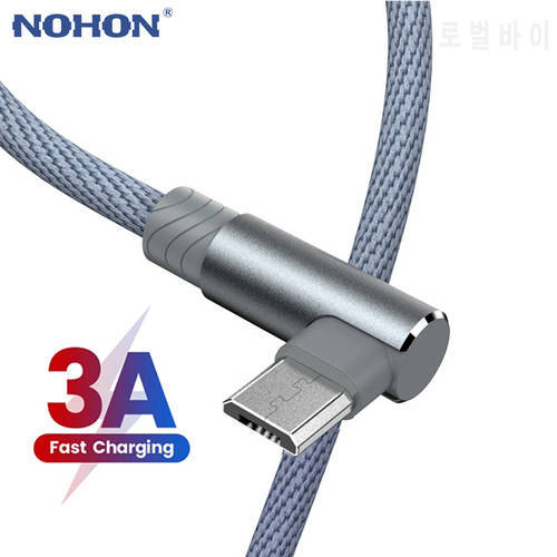 90 Degree 3A Fast Charger micro usb Cable Data Line For Samsung Xiaomi Huawei oneplus Fast Charging Wire Phone Charger Cables 3m