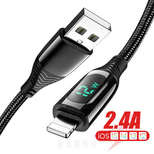 LED Display USB Cable For iPhone 14 13 12 11 Pro Xs Max XR 8 7 Fast Charging Charger Mobile Phone Data Cable For iPad Wire Cord