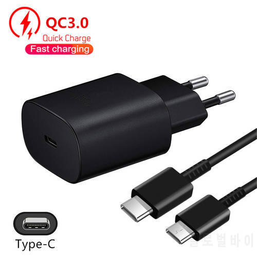 For Samsung S21 S22 Ultra Note 20 10 Galaxy A50 A51 A52 A72 A73 A33 5G Phone 25W PD Surper Fast Charger Type-C To USB C Cable