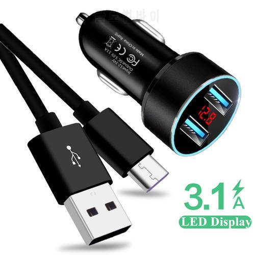 Car Charger USB 3.1 Type C Fast Charging Data Cable For Samsung A90 A80 A70 A60 A50 A40 A30 S8 S9 S10 Plus Car Charger Cable