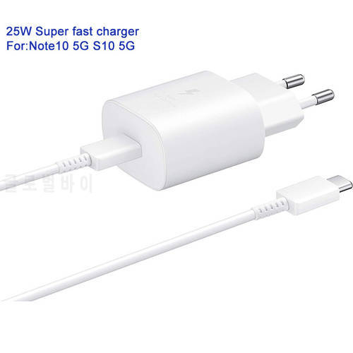 25W Super Fast Charger For Samsung Galaxy Note 10 Note10 plus Note10+ S10 S10+ S21 A60 A70 A52s USB-C Fast Charging Wall Charger