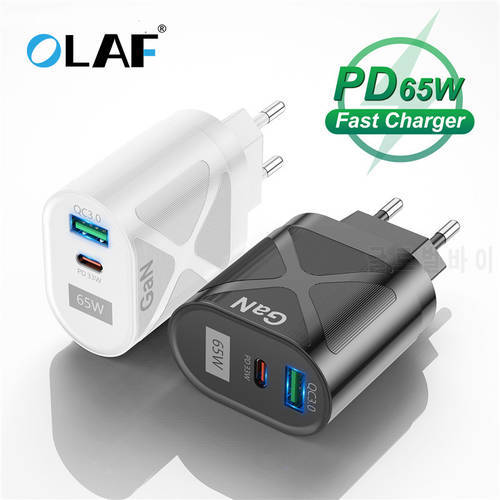 Olaf 65W Gan Charger PD 33W USB Type C Charger Quick Charger 4.0 3.0 QC Fast Charger For Laptop iPhone 13 12 11 Xiaomi Oneplus