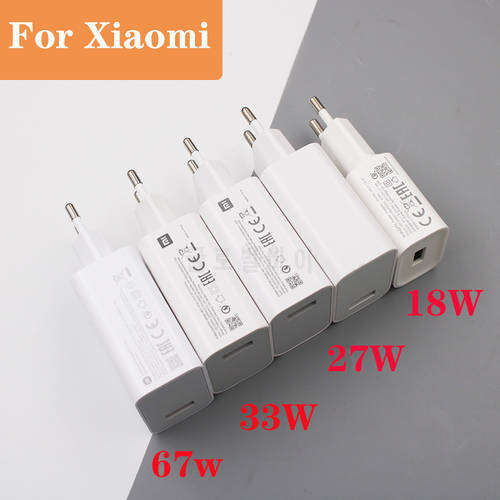 EU Plug For Xiaomi Fast Charger 67W/55W/33W/27W/18W USB QC3.0 4.0 Wall Adapter For Mi 11 11T 10 10T Pro Poco X3 NFC X3Pro Redmi