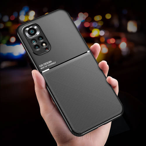 Case For Redmi Note 11 11S Magnetic Car Built-in Magnet Plate Shockproof Hard Cover For Xiaomi Redmi Note11 Pro Plus