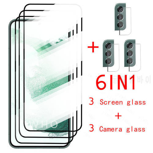 Protective Glass Case For Samsung Galaxy S22 Plus 5G Glass Screen Protector For Samsung S22 + S22+ S21 FE Camera Tempered Glass