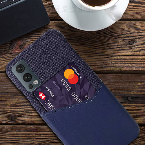 OnePlus Nord 2 5G Case Febric Card Holder Cover For One Plus 1+ Nord2 Funda Cloth Texture PU Antiskid Coque For 1+Nord2 5G 6.43