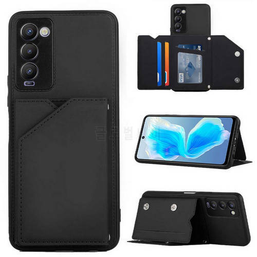 Shockproof Case for Tecno Camon 18 Leather Card Slot magnetic Back Cover for Tecno Camon 18P 17 Pro Case Spark 8C 7P 8T 8 T Etui