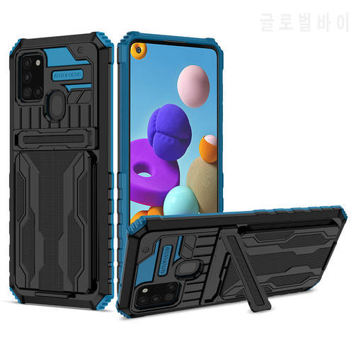 Armor Shockproof Card Slot Phone Case For Samsung Galaxy A21S Case 6.5
