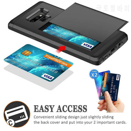 Phone Case For Samsung Note 9 8 10 5G Protective Credit Card Holder ID Slot Case for Galaxy Note10 Plus Caso Cover Coque Funda