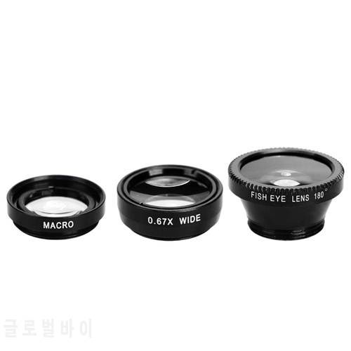 3 In 1 Fish Eye+ 0.67X Wide Angle + Mobile Clip-On Lens For I4/5/6S