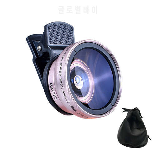 DSLR Camera Lens 12.5X Macro With Clip 0.45X Wide Angle Cover Mobile Phone Lens Kit Aluminum Alloy Smartphone Lens for Samsung